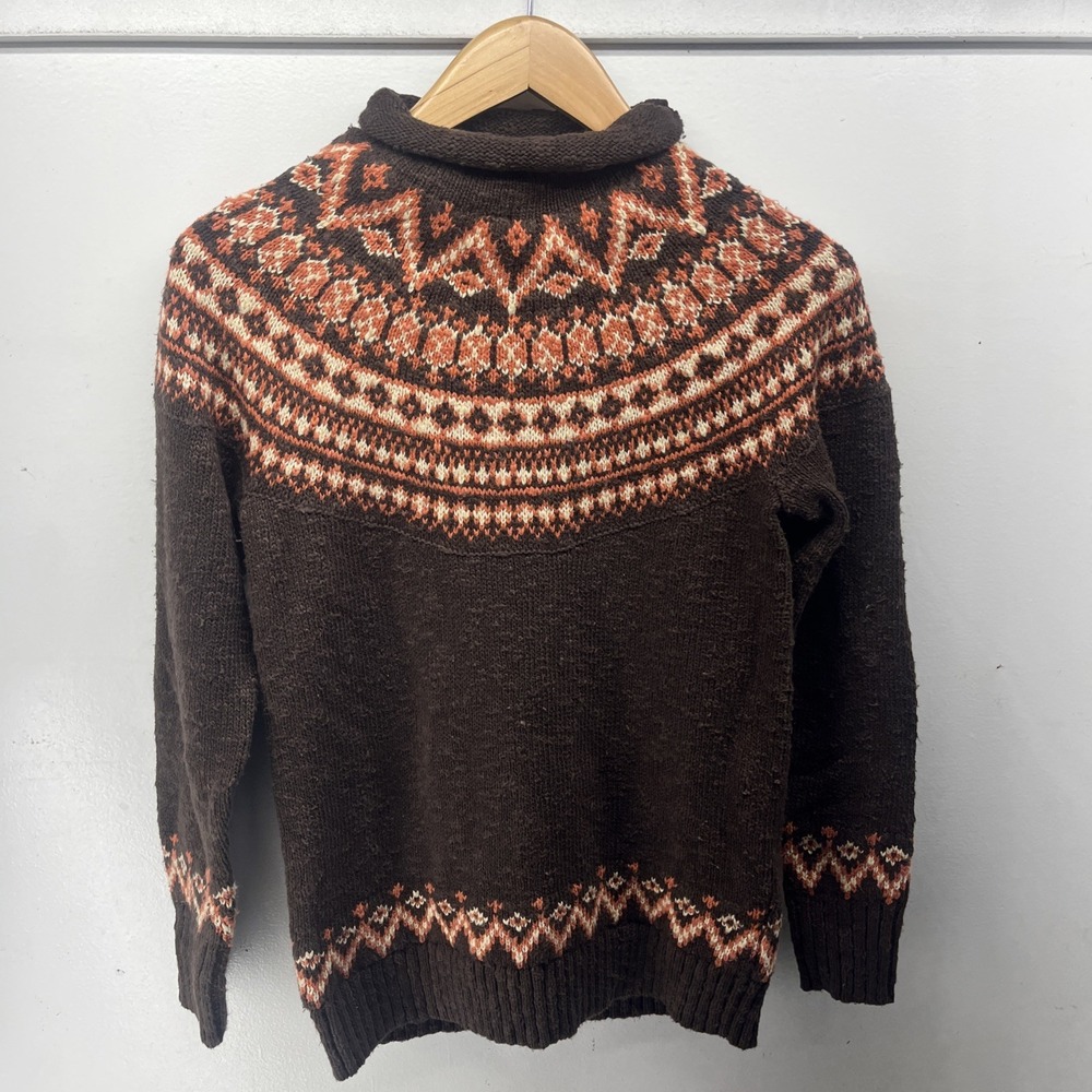 L.L.Bean Women's XS Cotton Ragg Sweater, Funnelneck Pullover Fair Isle